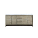 Lexora Lafarre 80" Rustic Acacia Double Bathroom Vanity, White Quartz Top, and White Square Sinks LLF80DKSOD000