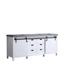 Lexora  Marsyas 80" White Double Vanity, Grey Quartz Top, White Square Sinks and no Mirror LM342280DAAS000