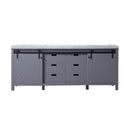 Lexora  Marsyas 84" Dark Grey Double Vanity, White Carrara Marble Top, White Square Sinks and no Mirror LM342284DBBS000