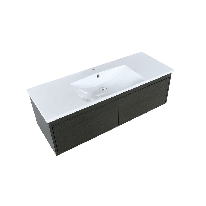 Lexora Sant 48" Iron Charcoal Bathroom Vanity and Acrylic Composite Top with Integrated Sink LS48SRAIS000
