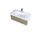 Lexora Scopi 36" Rustic Acacia Bathroom Vanity, Acrylic Composite Top with Integrated Sink, and Balzani Gun Metal Faucet Set LSC36SRAOS000FGM