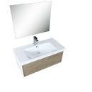 Lexora Scopi 36" Rustic Acacia Bathroom Vanity, Acrylic Composite Top with Integrated Sink, Labaro Rose Gold Faucet Set, and 28" Frameless Mirror LSC36SRAOSM28FRG