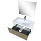 Lexora Scopi 36" Rustic Acacia Bathroom Vanity, Acrylic Composite Top with Integrated Sink, Labaro Rose Gold Faucet Set, and 28" Frameless Mirror LSC36SRAOSM28FRG