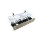 Lexora Scopi 60" Rustic Acacia Double Bathroom Vanity, Acrylic Composite Top with Integrated Sinks, and Labaro Brushed Nickel Faucet Set LSC60DRAOS000FBN
