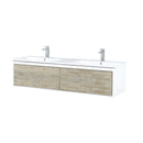 Lexora Scopi 60" Rustic Acacia Double Bathroom Vanity, Acrylic Composite Top with Integrated Sinks, and Balzani Gun Metal Faucet Set LSC60DRAOS000FGM