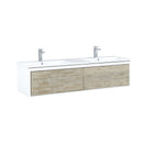 Lexora Scopi 60" Rustic Acacia Double Bathroom Vanity, Acrylic Composite Top with Integrated Sinks, and Balzani Gun Metal Faucet Set LSC60DRAOS000FGM