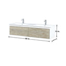 Lexora Scopi 60" Rustic Acacia Double Bathroom Vanity, Acrylic Composite Top with Integrated Sinks, Labaro Brushed Nickel Faucet Set, and 55" Frameless Mirror LSC60DRAOSM55FBN