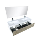 Lexora Scopi 60" Rustic Acacia Double Bathroom Vanity, Acrylic Composite Top with Integrated Sinks, Labaro Brushed Nickel Faucet Set, and 55" Frameless Mirror LSC60DRAOSM55FBN