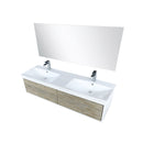 Lexora Scopi 60" Rustic Acacia Double Bathroom Vanity, Acrylic Composite Top with Integrated Sinks, Labaro Brushed Nickel Faucet Set, and 55" Frameless Mirror LSC60DRAOSM55FBN