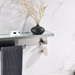 Lexora Bagno Bianca Stainless Steel White Glass Shelf w/ Towel Bar & Robe Hook - Gun Metal LSTR18152GMWG