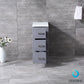 Lexora Volez 12" Dark Grey Side Cabinet, Phoenix Stone Top - LV281712BFSSCB