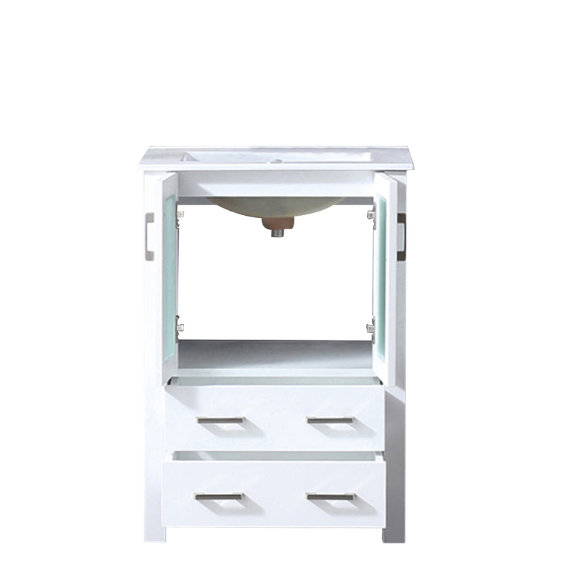 Lexora  Volez 24" White Single Vanity, Integrated Top, White Integrated Square Sink and no Mirror LV341824SAES000