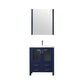 Lexora  Volez 30" Navy Blue Single Vanity, Integrated Top, White Integrated Square Sink and 28" Mirror w/ Faucet LV341830SEESM28F