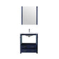 Lexora  Volez 30" Navy Blue Single Vanity, Integrated Top, White Integrated Square Sink and 28" Mirror w/ Faucet LV341830SEESM28F