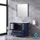Lexora  Volez 36" Navy Blue Single Vanity, Integrated Top, White Integrated Square Sink and 34" Mirror LV341836SEESM34