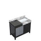 Lexora Zilara 36" Black and Grey Vanity, Castle Grey Marble Top, White Square Sink, Balzani Gun Metal Faucet Set, and 30" Frameless Mirror - LZ342236SLISM30FBG