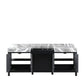 Lexora Zilara 84" Black and Grey Double Vanity, Castle Grey Marble Tops, and White Square Sinks - LZ342284DLIS000