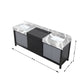 Lexora Zilara 84" Black and Grey Double Vanity, Castle Grey Marble Tops, White Square Sinks, Monte Chrome Faucet Set, and 34" Frameless Mirrors - LZ342284DLISM34FBG