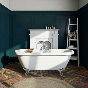kingston-brass-aqua-eden-67-inch-acrylic-clawfoot-tub-with-7-inch-faucet-drillings-white-polished-chrome-vt7ds672924jnh1