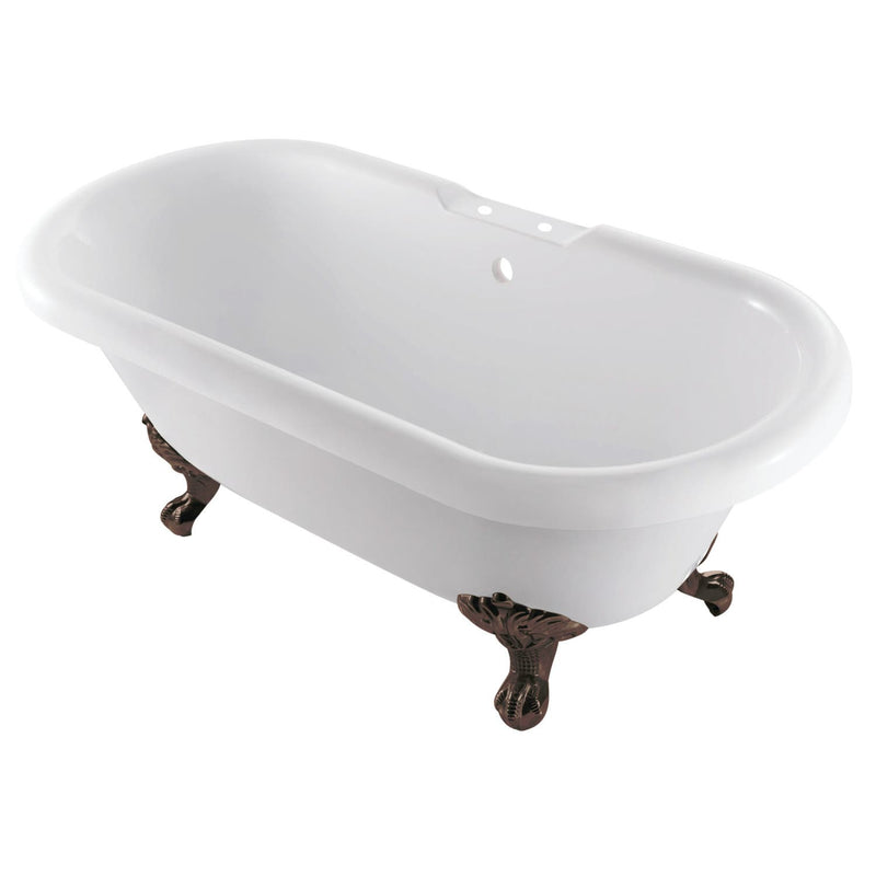 kingston-brass-aqua-eden-67-inch-acrylic-clawfoot-tub-with-7-inch-faucet-drillings-white-oil-rubbed-bronze-vt7ds672924jnh5