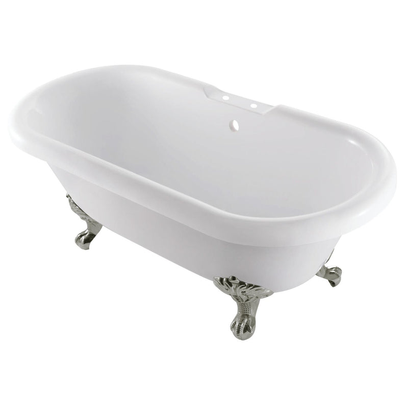 kingston-brass-aqua-eden-67-inch-acrylic-clawfoot-tub-with-7-inch-faucet-drillings-white-brushed-nickel-vt7ds672924jnh8