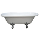 kingston-brass-aqua-eden-67-inch-acrylic-double-ended-clawfoot-tub-no-faucet-drillings-white-polished-chrome-vtds673023h1