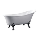 Kingston Brass Aqua Eden 51-Inch Acrylic Single Slipper Clawfoot Tub (No Faucet Drillings), White/Polished Chrome VTND512824C1