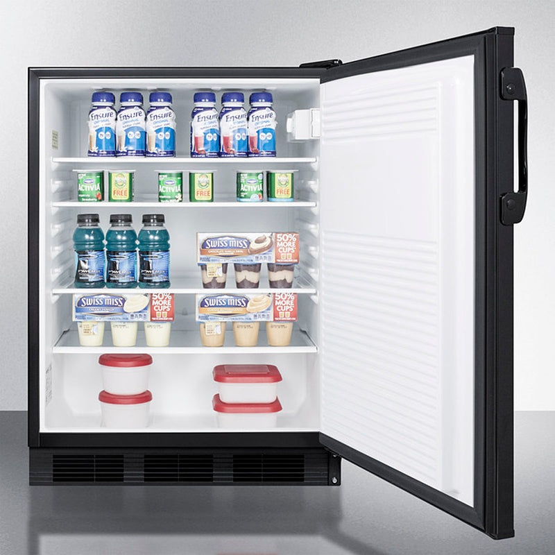 Accucold 24" Wide All-Refrigerator with Auto Defrost and Black Exterior Full