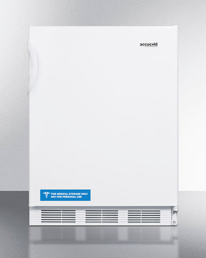 Accucold 24" Wide All-Refrigerator with Auto Defrost and White Exterior Front