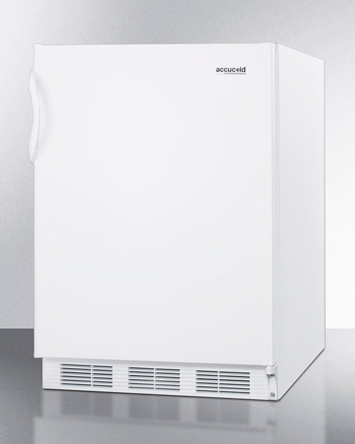 Accucold 24" Wide All-Refrigerator with Auto Defrost and White Exterior Angle
