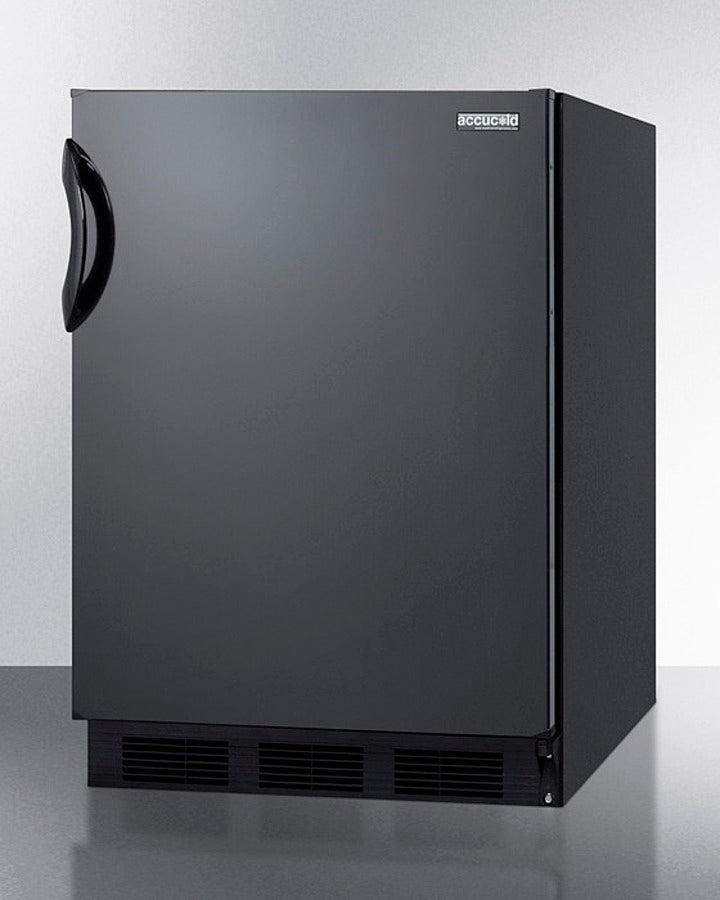 Accucold 24" Wide All-Refrigerator with Automatic Defrost and Black Exterior Angle