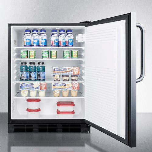 Accucold 24" Wide Built-In All-Refrigerator ADA Compliant Auto Defrost with Stainless Steel Exterior