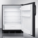 Accucold 24" Wide Built-In All-Refrigerator ADA Compliant with Automatic Defrost and Black Exterior