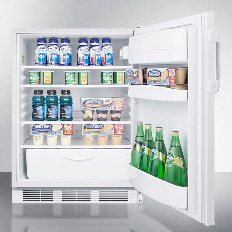 Accucold 24" Wide Built-In All-Refrigerator ADA Compliant with Automatic Defrost and White Exterior