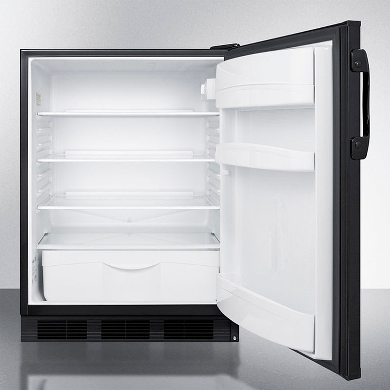 Accucold 24" Wide Built-In All-Refrigerator ADA Compliant with Black Exterior