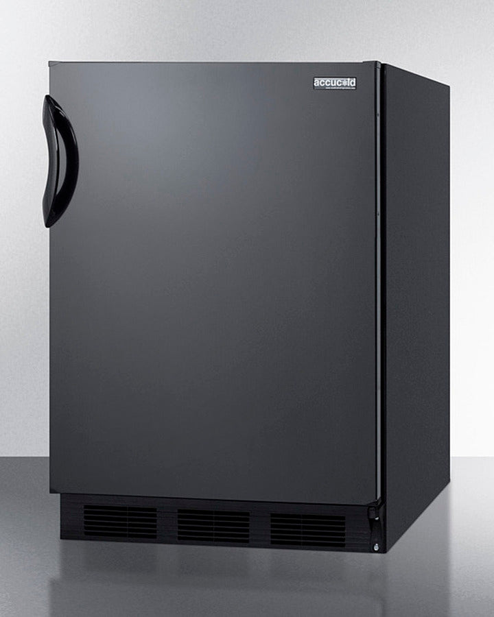 Accucold 24" Wide Built-In All-Refrigerator with Automatic Defrost and Black Exterior
