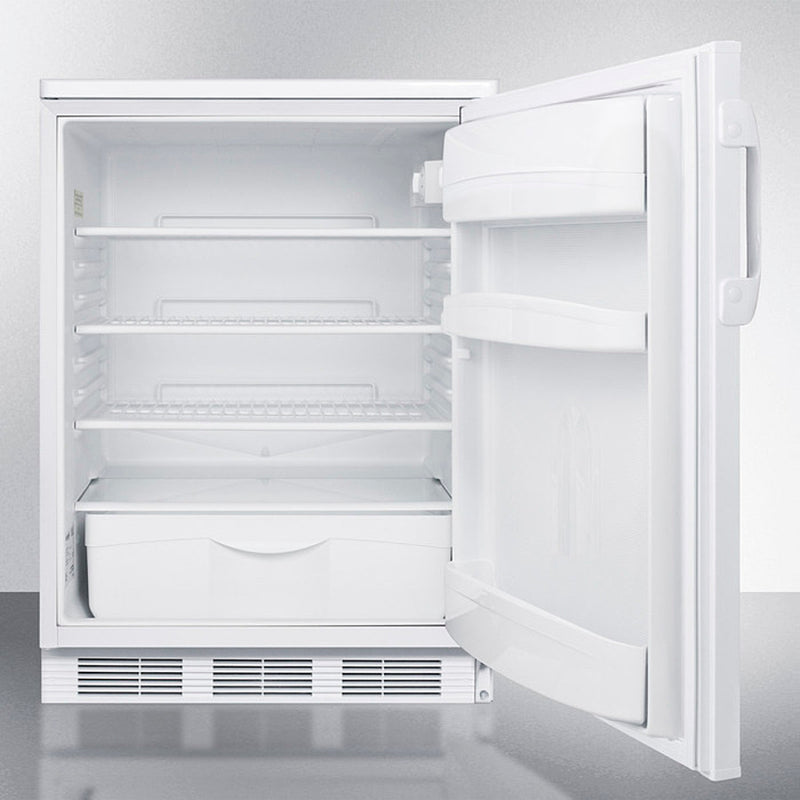 Accucold 24" Wide Built-In All-Refrigerator with Automatic Defrost and White Exterior