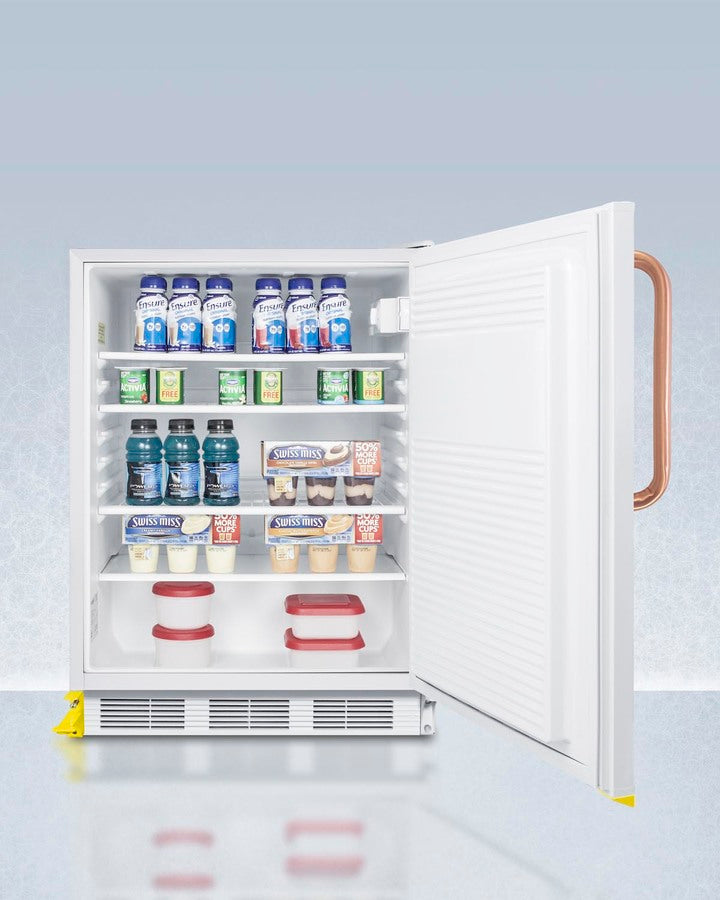 Accucold 24" Wide Built-In All-Refrigerator with Copper Handle ADA Compliant Full