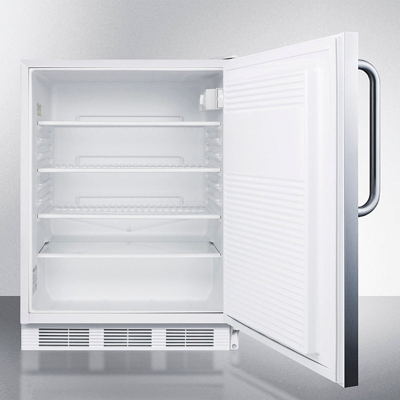 Accucold 24" Wide Built-In All-Refrigerator with Front Lock and Stainless Steel Exterior ADA Compliant