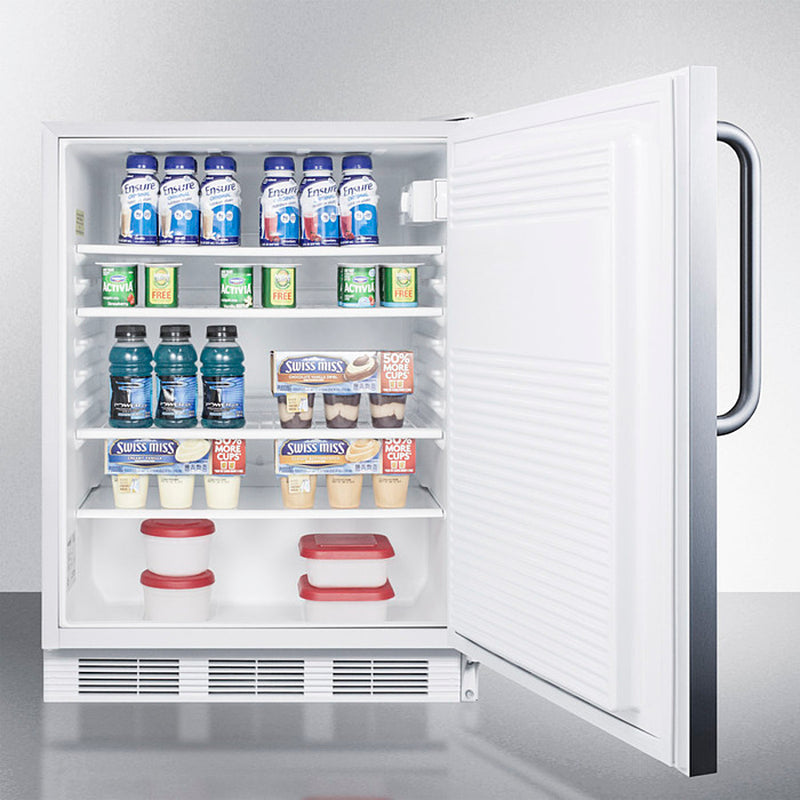 Accucold 24" Wide Built-In All-Refrigerator with Front Lock and Stainless Steel Exterior