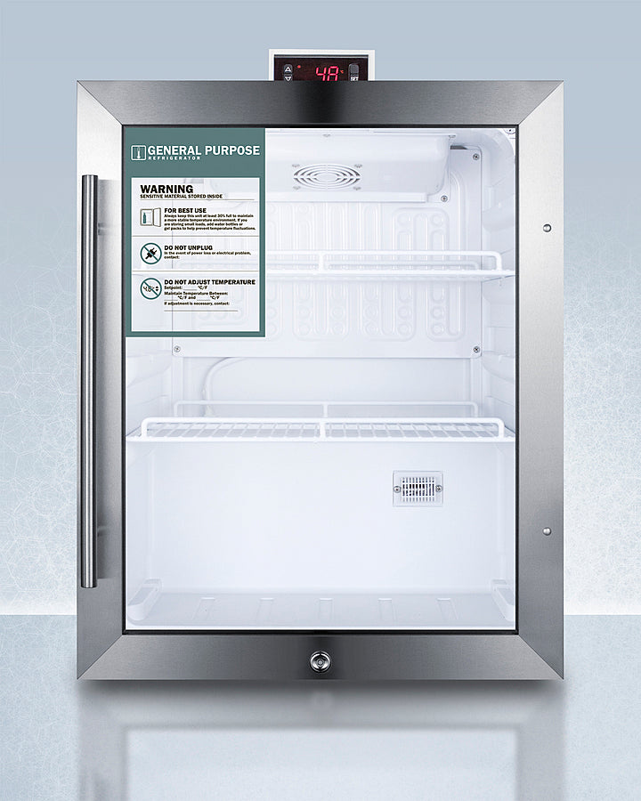 Accucold General Purpose Compact Glass Door All-Refrigerator with Lock