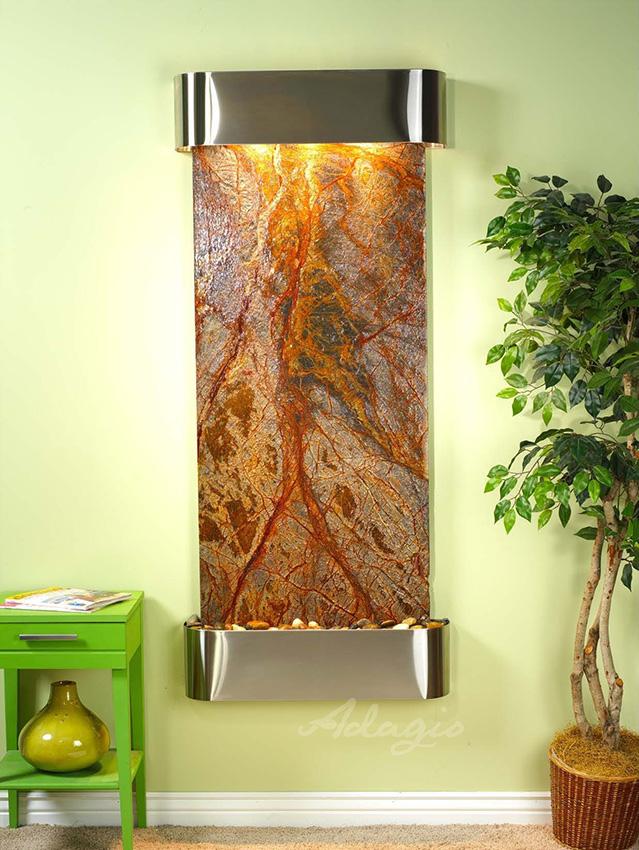 ADAGIO Inspiration Falls Round Stainless Steel Brown Marble 