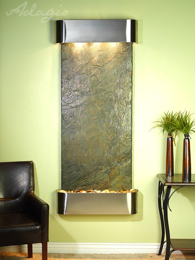 ADAGIO Inspiration Falls Round Stainless Steel Green Natural Slate