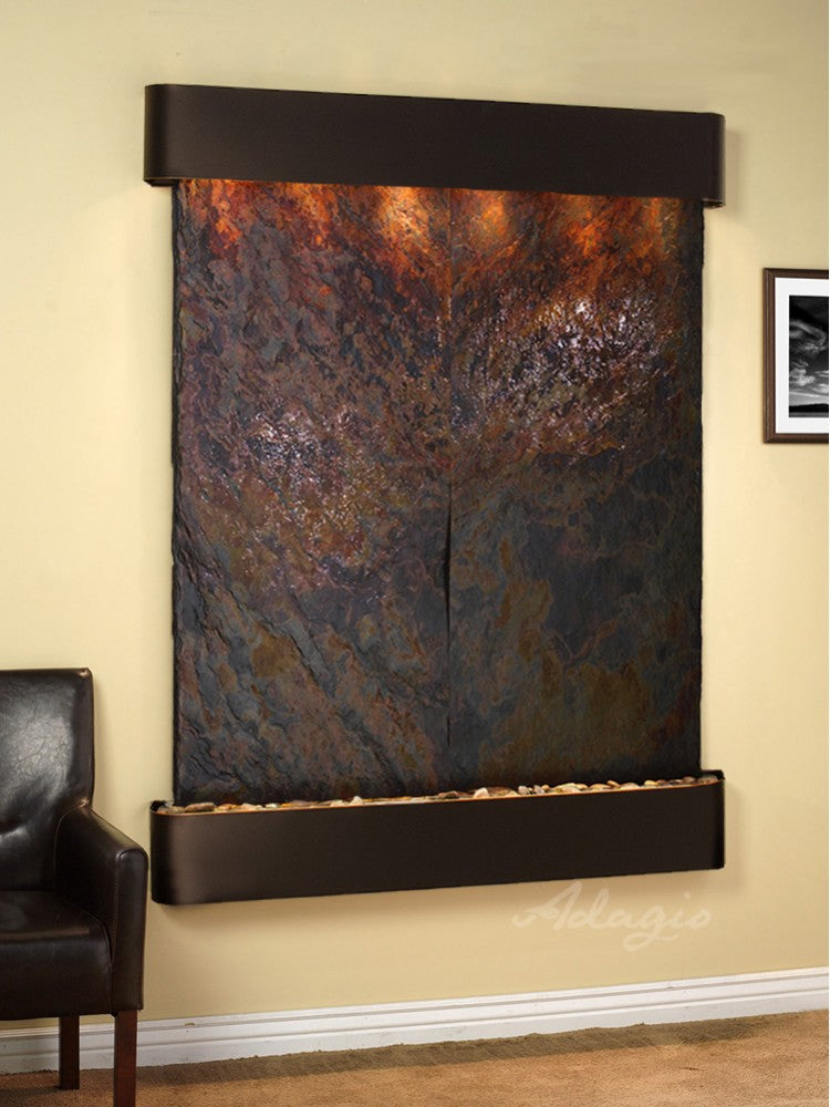 Adagio Majestic River Round Blackened Copper Multi Color Natural Slate