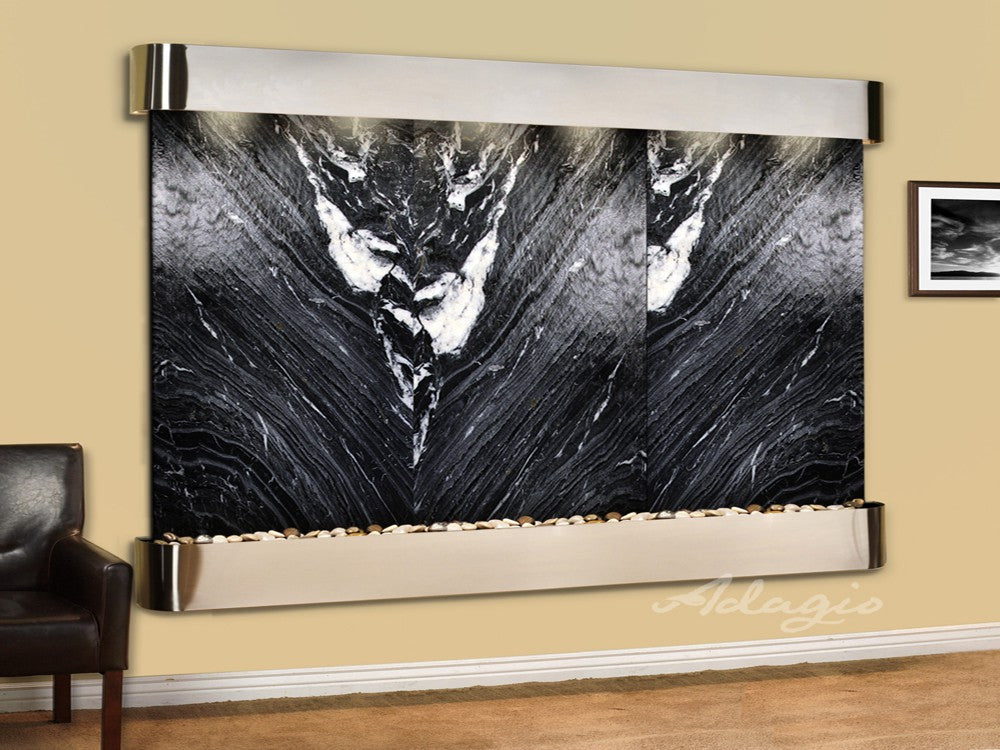Adagio Solitude River Round Stainless Steel Black Marble 