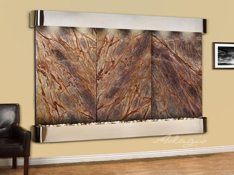 Adagio Solitude River Round Stainless Steel Brown Marble