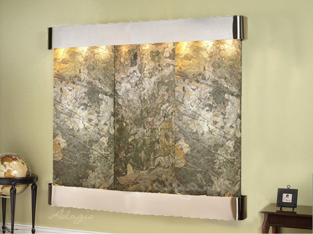 Adagio Solitude River Round Stainless Steel Green Natural Slate