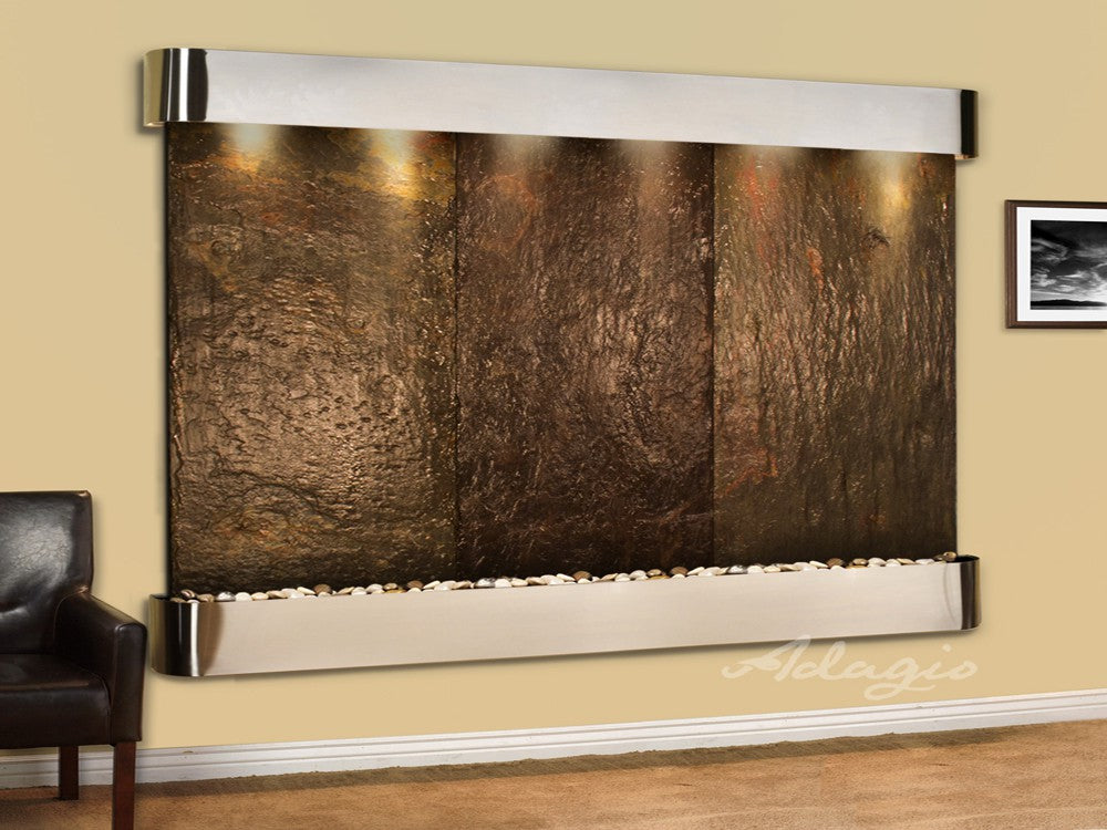 Adagio Solitude River Round Stainless Steel Multi Color Natural Slate 