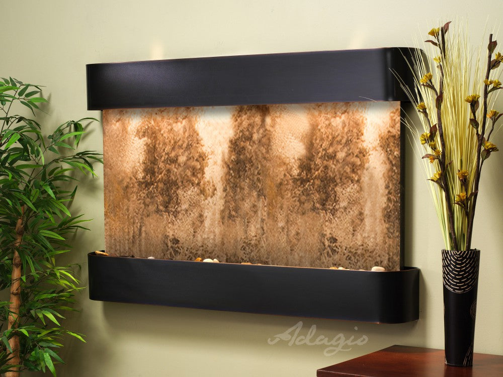Adagio Sunrise Springs Round Blackened Copper Magnifico Travertine