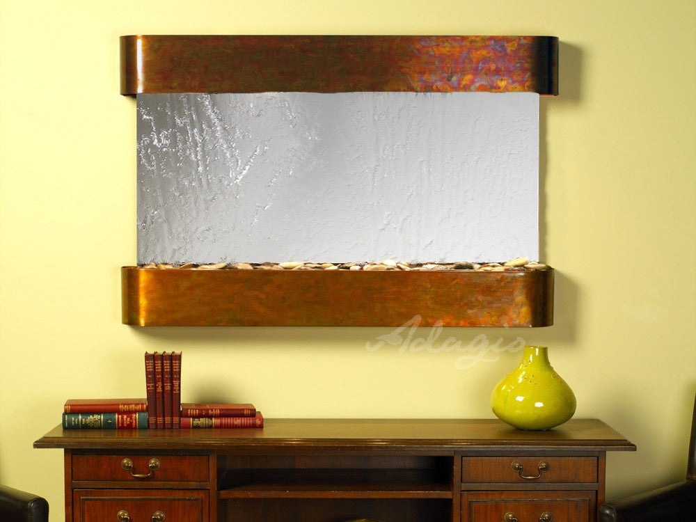 Adagio Sunrise Springs Round Rustic Copper Silver Mirror